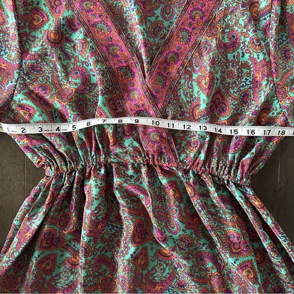 Zury Womens Dress Pink Floral Silk Ruffle Hi Low Cottage Peasant Boho One Size - Picture 4 of 8